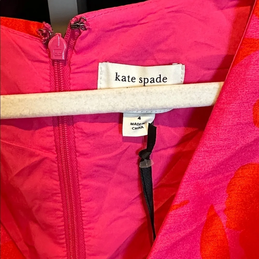 Kate Spade pink/orange floral sleeveless back zipper lined midi dress size 4 NWT